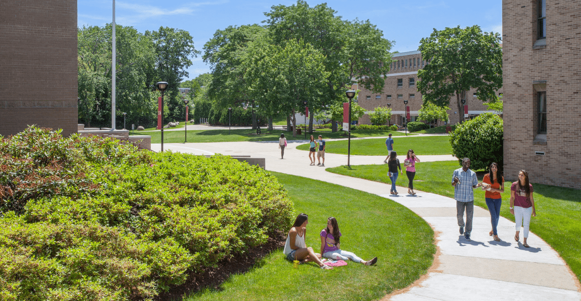 Students engaging on campus